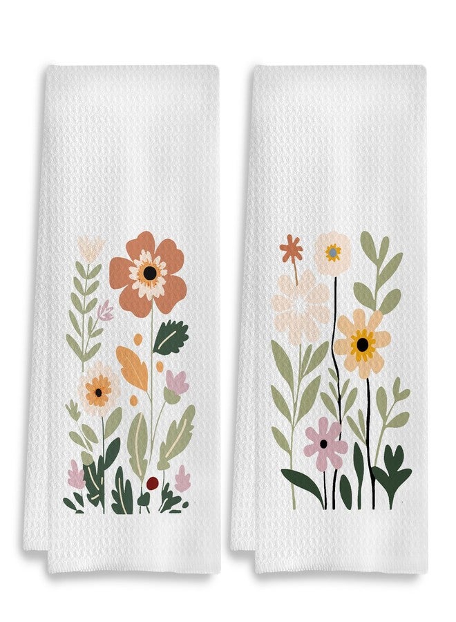 COWEB Cute Floral Hand Towels Set of 2, Wildflower Decorative Hand Towels for Kitchen & Bathroom, 16x24 Inches - Image 1